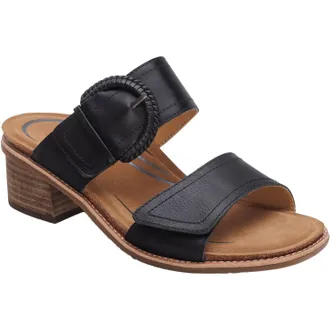 Aetrex Womens Tatiana Leather Buckle Heel Sandals In Black