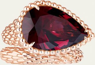 Boucheron 18k Rose Gold Serpent Boheme Ring With Garnet, L Motif