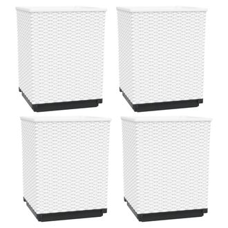 vidaXL Jardineras 4 Unidades Polipropileno Blanco 30x30x37 Cm Vidaxl