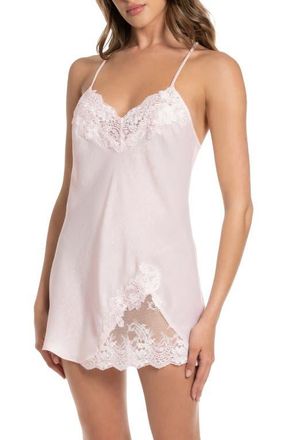 In Bloom by Jonquil Odette Lace Trim Satin Chemise in Delicate Peach at Nordstrom, Size X-Large