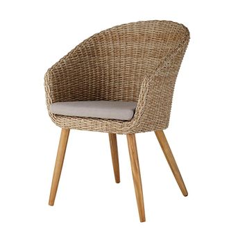 Maisons du monde Silla de jardín de resina trenzada y acacia maciza