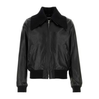Our Legacy Leather Jackets, male, Black, Size: XL Black Leather Bomber Jacket