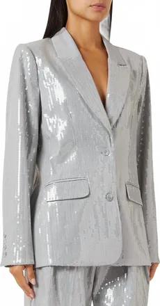 Good American Oversized Sequined Blazer In Grey