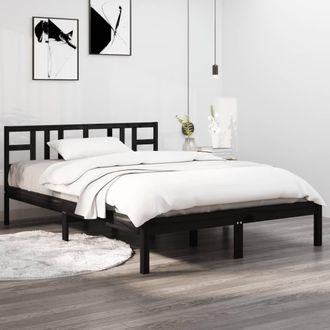 Berkfield Home Bed Frame Black Solid Wood 140x190 cm