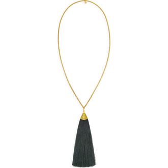 Petit Moments Vibes Tassel Necklace in Gold/Black at Nordstrom