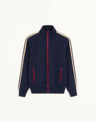 Valentino Felpa Valentino in acetato con ricamo VLogo Signature e zip a contrasto Uomo NAVY/BEIGE XXL