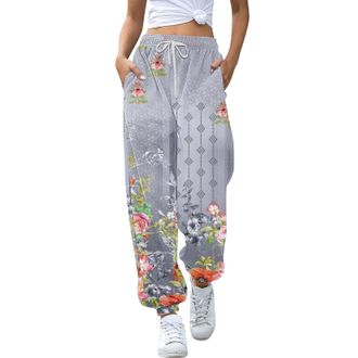 Generic Ladies Tracksuit Bottoms Short Leg - Ladies Trousers Elasticated Waist Smart Casual Fashion Printed Ladies Jogging Bottoms with Pockets Soft Comfort B