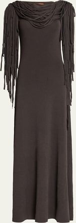 Altuzarra Chaney Fringe Cowl-Neck Gown