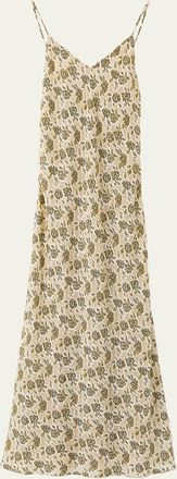 Loro Piana Marian Garden Fil Coup&eacute; Sleeveless Maxi Dress