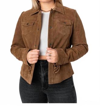 Mauritius Mahali Leather Shirt Jacket In Dark Camel