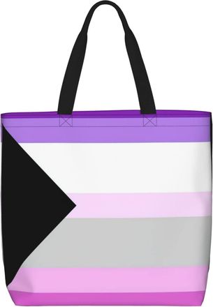 Generic Women Handbag Demiromantic Pride Flag Ladies Shopping Shoulder Bag Large Capacity Folding Ladies Purse, For Christmas, Birthday, School, Swim, Gym