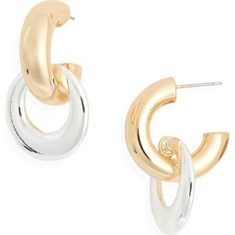 Leith Ring Drop Huggie Hoop Earrings in Gold- Silver at Nordstrom Rack