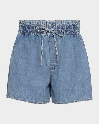Veronica Beard Wilder Drawstring Denim Shorts