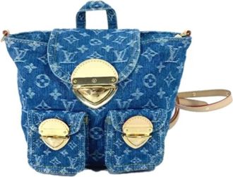 Louis Vuitton Pre-owned Vintage Monogram Denim Rugzak - Dames - Vintage Rugzakken - Blauw - ONE Size - Denim - Vintage