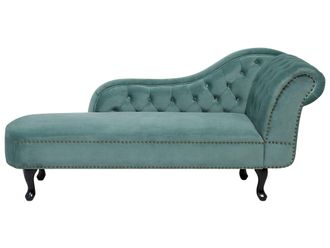 Beliani Beliani - Chaise Longue In Velluto Verde Menta Versione Destra Stile Chesterfield Nimes