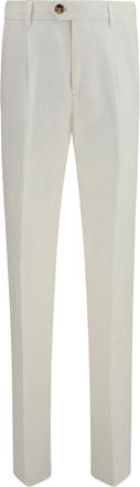 Brunello Cucinelli Mens Tailored Linen Trousers White