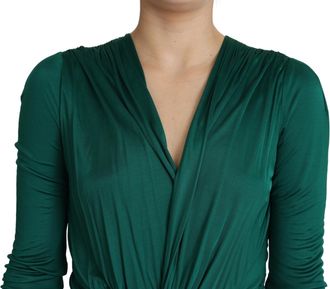 Dolce & Gabbana Womens Green Fitted Silhouette Midi Viscose Dress
