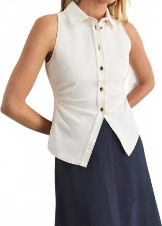Tanya Taylor Hanelle Denim Top In Chalk