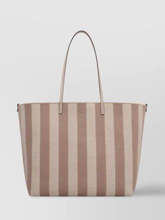 Fendi large calf leather reversible striped tote bag