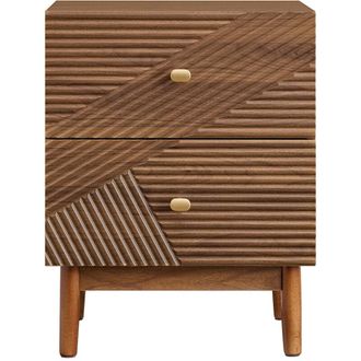 SoBuy SoBuy Comodino Vintage con 2 Cassetti, Tavolino in Legno con Gambe in Legno di Gomma, Comodino per Camera da Letto, Soggiorno e Studio, Marrone, L45
