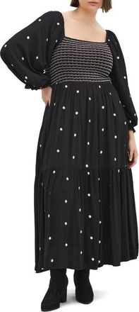 City Chic Kai Long Sleeve Maxi Dress in Black at Nordstrom, Size Xxl