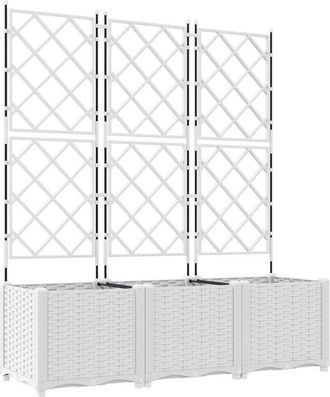 vidaXL Vidaxl - Maceta de jardín con enrejado 3 pcs Blanco 120 x 40 x 143 cm pp