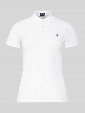 Polo Ralph Lauren Slim Fit Poloshirt mit Logo-Stitching Modell JULIE in Weiss, Gr&ouml;&szlig;e XXL