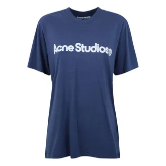 Acne Studios Tops, Dames, Blauw, XL, Katoen, Graphic T-shirt