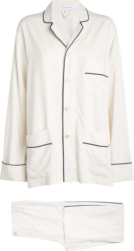 Olivia von Halle Ivory Silk Laurent Pyjama Set Size XS