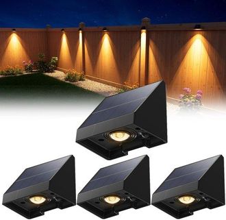 OEM Juego De 4 Luces Solares Led Impermeables Para Vallas Exteriores, Luz Blanca C&aacute;lida, Aptas Para Paredes, Patios, Jardines, Vallas, Garajes Y Piscinas