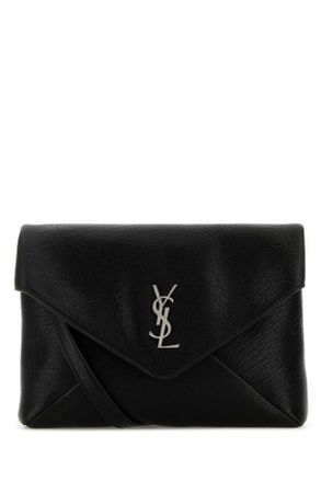 Saint Laurent Black Leather Cassandra Clutch