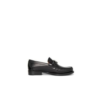 Ferragamo Loafers, male, Black, Size: 8 US Grained-Effect Slip-On Loafers with Glossy Trim