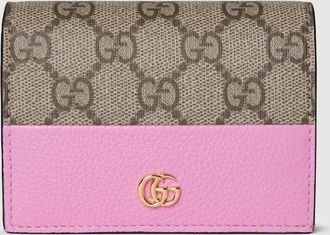 Gucci Bi-color GG Marmont Small Wallet, Pink, Leather