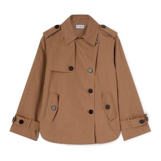 Motivi Gabardina Corta de Mezcla de Algod&oacute;n Cruzada - Coats - Mujer - Marr&oacute;n - XS
