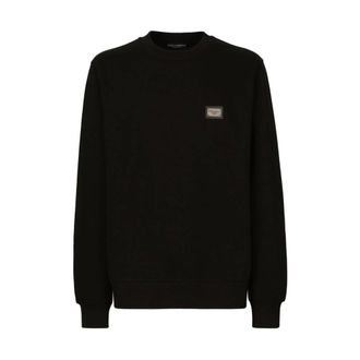 Dolce & Gabbana Sweatshirts, male, Black, Size: M Logo Plaque Bomber Jacket