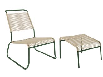 Schubiger M&ouml;bel Spaghetti-Kufen-Lounger-Hochlehner + Hocker S&auml;ntis