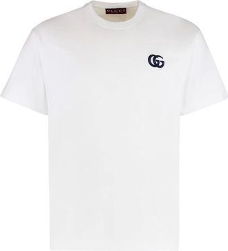 Gucci T-Shirts, male, White, Size: L Cotton Crew-Neck T-Shirt