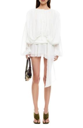 Lioness Elements Long Sleeve Chiffon Minidress in Moonlight at Nordstrom, Size X-Large