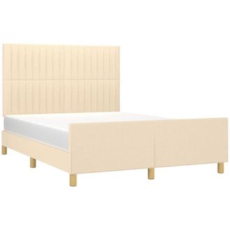 vidaXL Cama Sin Colch&oacute;n Tela Color Crema 140x200 Cm Vidaxl
