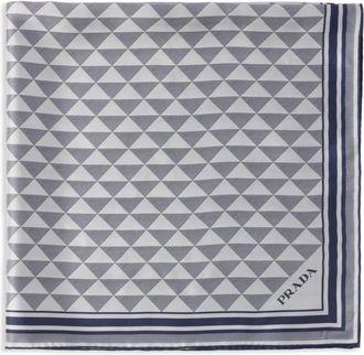 Prada Foulard in seta con stampa - Blu