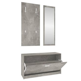 vidaXL Vidaxl - Set Mueble Zapatero 3 En 1 Madera Contrachapada Gris Hormig&oacute;n