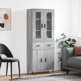 vidaXL Vidaxl - Aparador Alto Madera Contrachapada Gris Sonoma 69,5x34x180 Cm