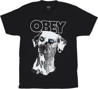 Obey Tops, Heren, Zwart, XL, Katoen, Zwarte Dalmation Tee met Screen Print