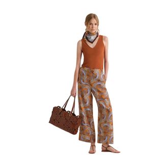 Maliparmi Wide Trousers, female, Brown, Size: 2XL Collection Print Trousers