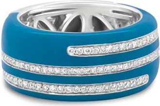 House of Brilliance Silver 5/8 Cttw Diamond Wide Band Ring in White at Nordstrom, Size 7