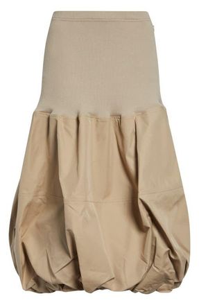 Melitta Baumeister Ball Mixed Media Bubble Hem Midi Skirt in Beige at Nordstrom, Size Large