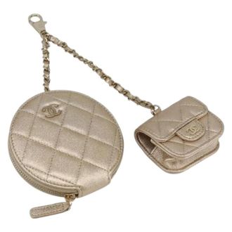Chanel Pre-owned Wallets, female, Yellow, Size: ONE SIZE Pre-owned Vintage Key Holder Pouch