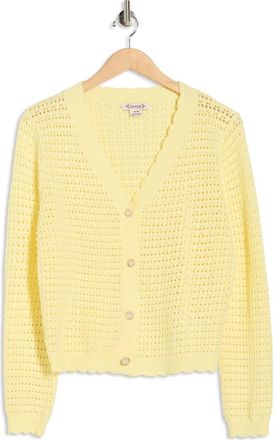 Nanette Lepore Open Stitch Cardigan in Butter Yellow/White at Nordstrom Rack, Size X-Large