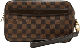 Louis Vuitton Brown Damier Canvas Pvc Leather Clutch Bag Pochette (Pre-Owned)