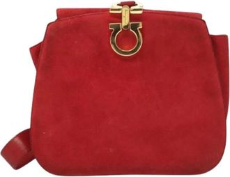 Ferragamo Pre-owned Shoulder Bags, female, Red, Size: ONE SIZE Pre-owned Suede Shoulder Bag